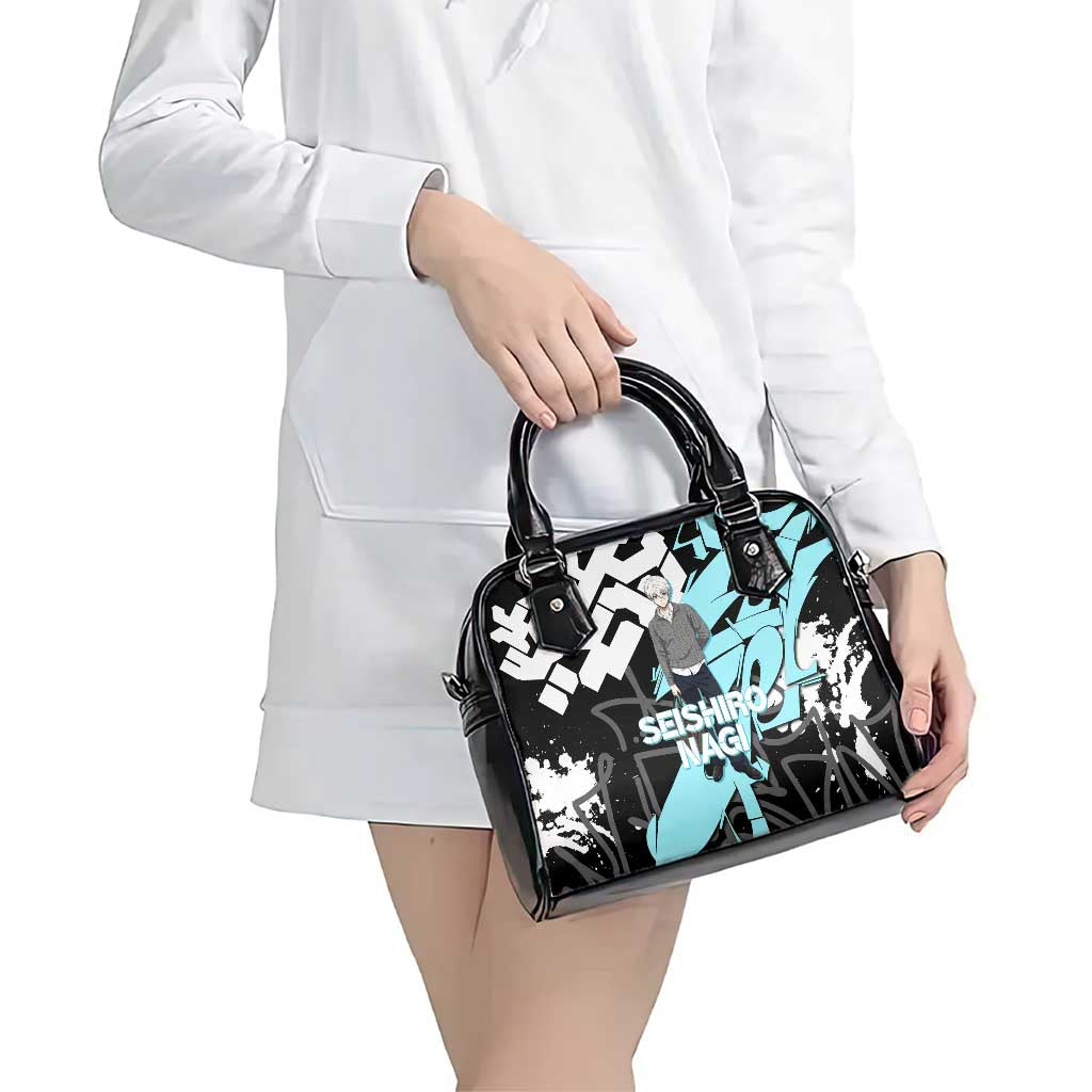 Seishiro Nagi Blue Lock Shoulder Handbag Light Blue Graffiti Anime Style