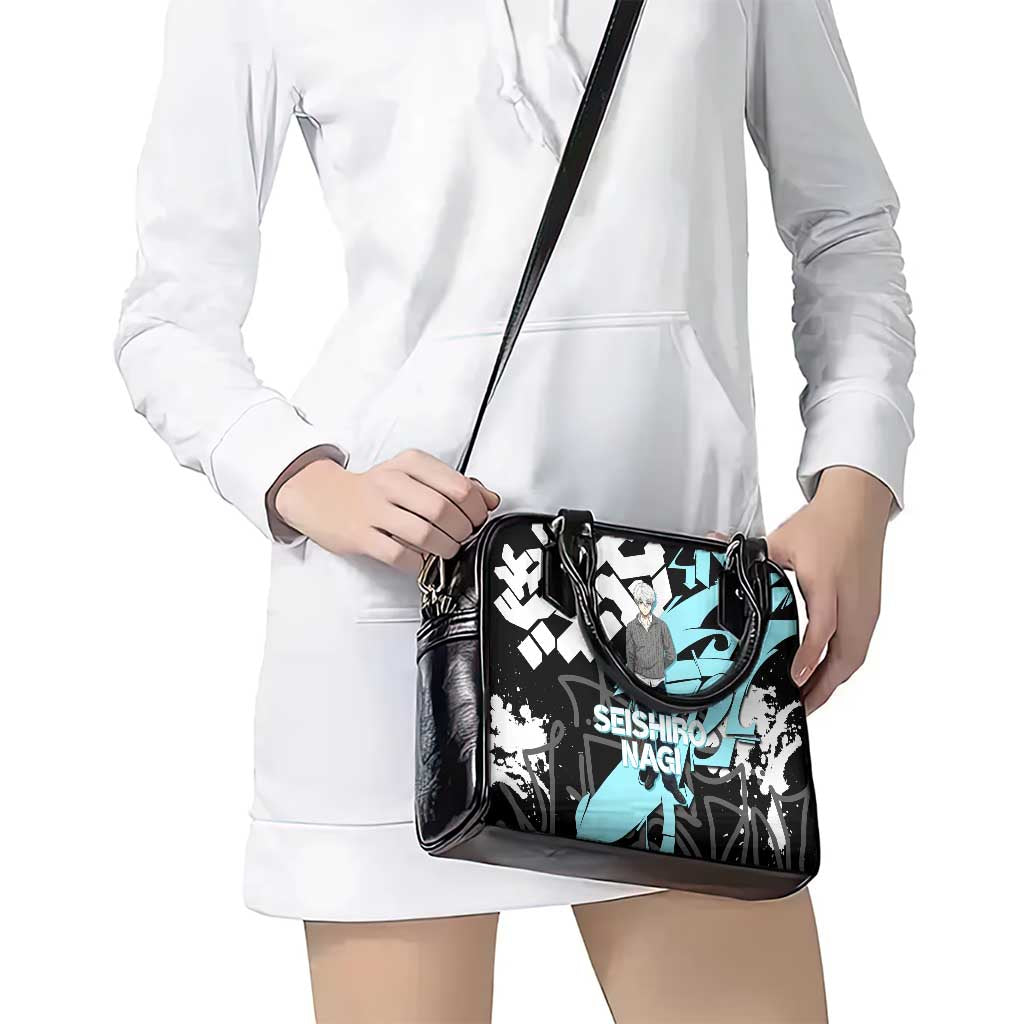 Seishiro Nagi Blue Lock Shoulder Handbag Light Blue Graffiti Anime Style