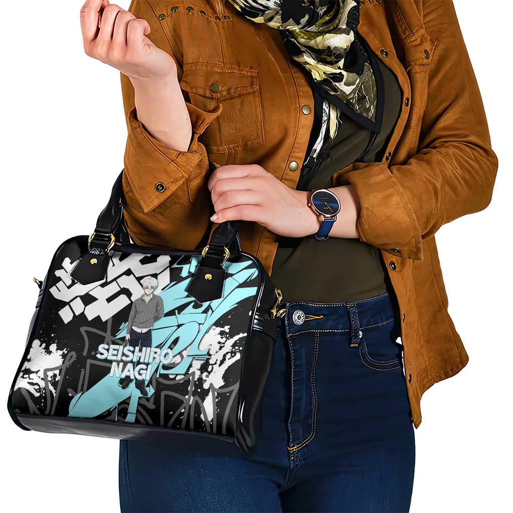 Seishiro Nagi Blue Lock Shoulder Handbag Light Blue Graffiti Anime Style