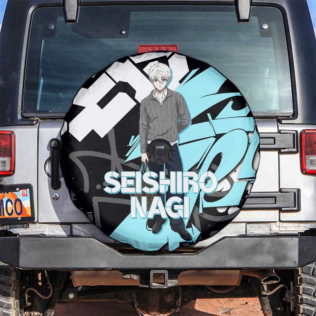 Seishiro Nagi Blue Lock Spare Tire Cover Light Blue Graffiti Anime Style