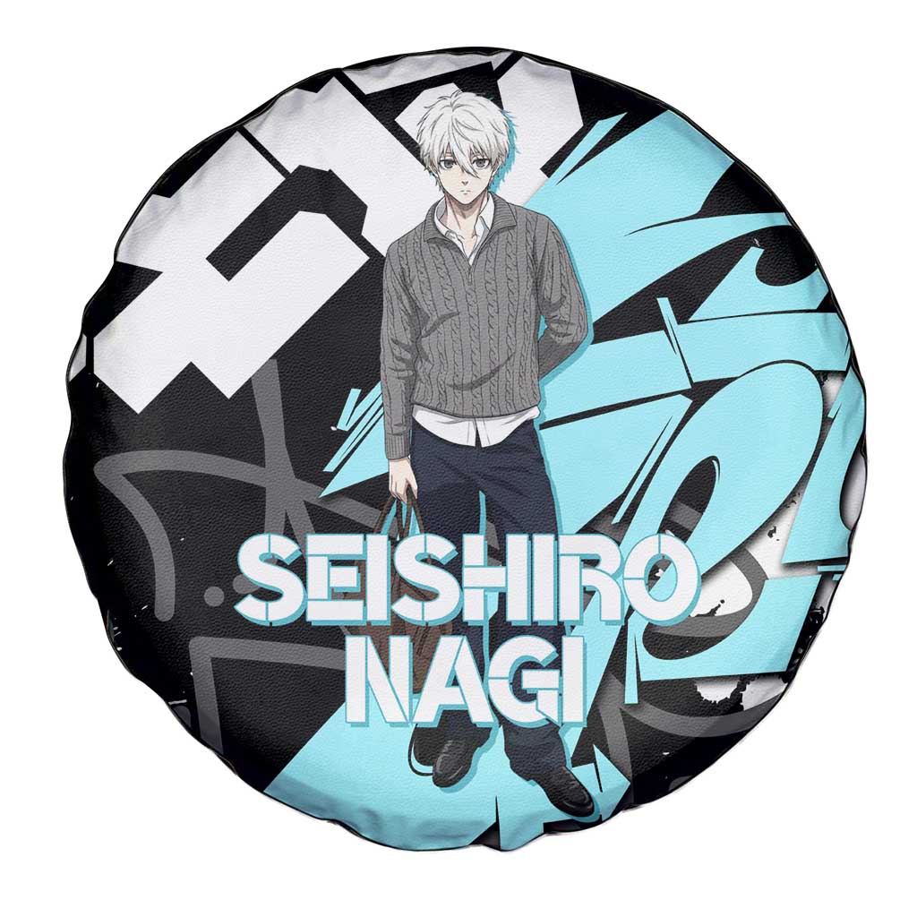 Seishiro Nagi Blue Lock Spare Tire Cover Light Blue Graffiti Anime Style