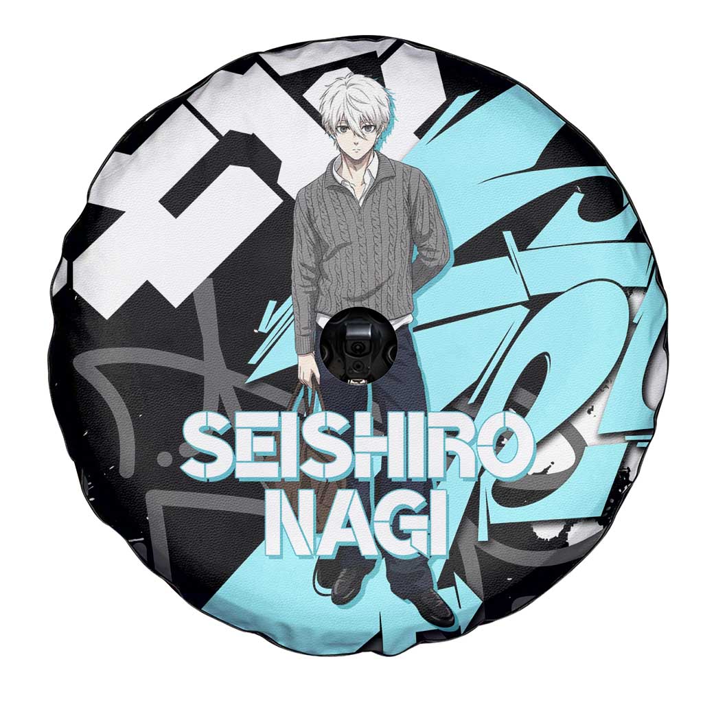 Seishiro Nagi Blue Lock Spare Tire Cover Light Blue Graffiti Anime Style