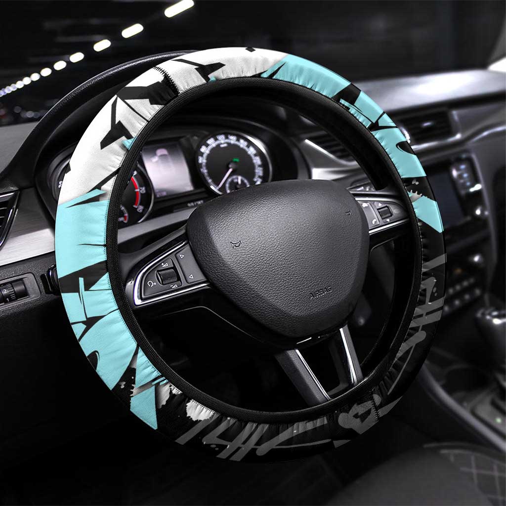 Seishiro Nagi Blue Lock Steering Wheel Cover Light Blue Graffiti Anime Style