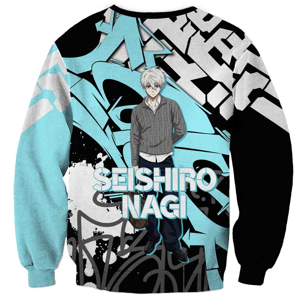 Seishiro Nagi Blue Lock Sweatshirt Light Blue Graffiti Anime Style