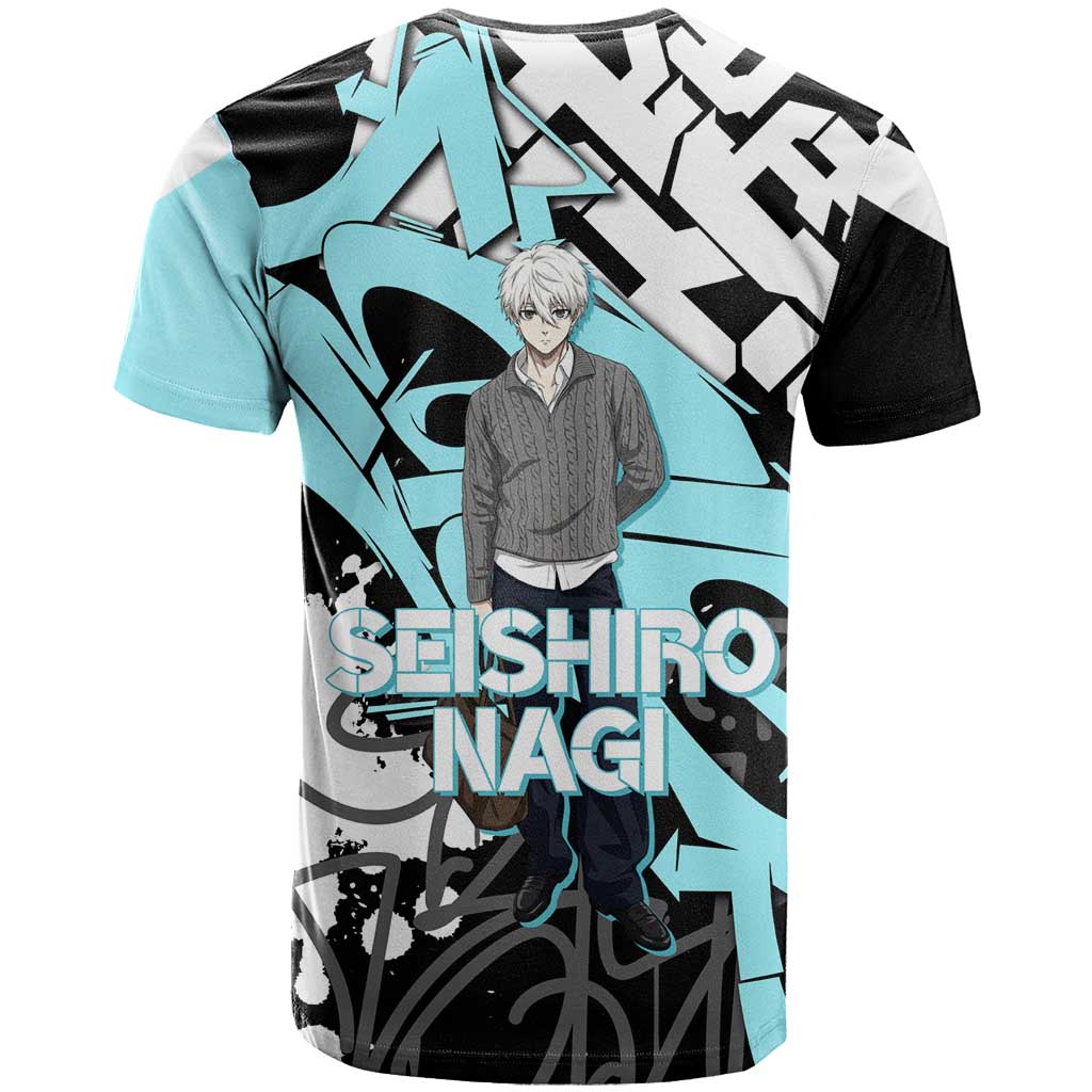 Seishiro Nagi Blue Lock T Shirt Light Blue Graffiti Anime Style
