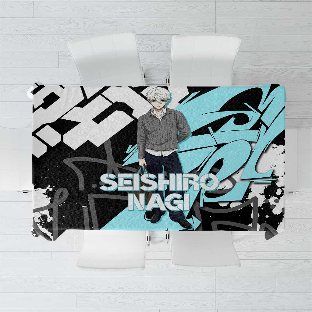 Seishiro Nagi Blue Lock Tablecloth Light Blue Graffiti Anime Style