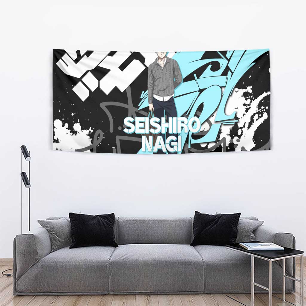 Seishiro Nagi Blue Lock Tapestry Light Blue Graffiti Anime Style