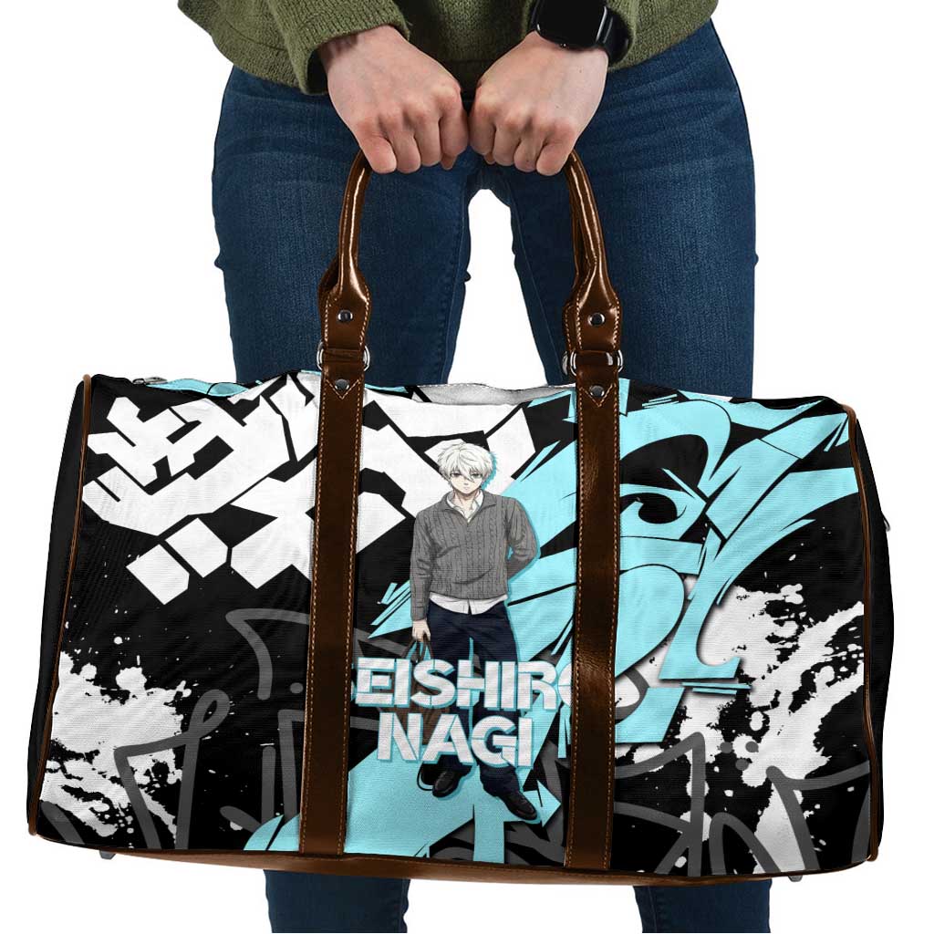 Seishiro Nagi Blue Lock Travel Bag Light Blue Graffiti Anime Style