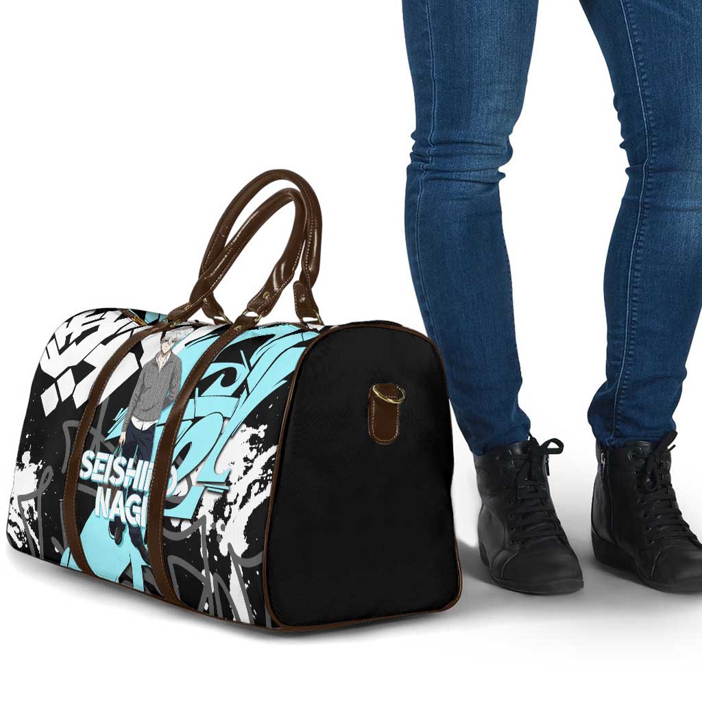 Seishiro Nagi Blue Lock Travel Bag Light Blue Graffiti Anime Style