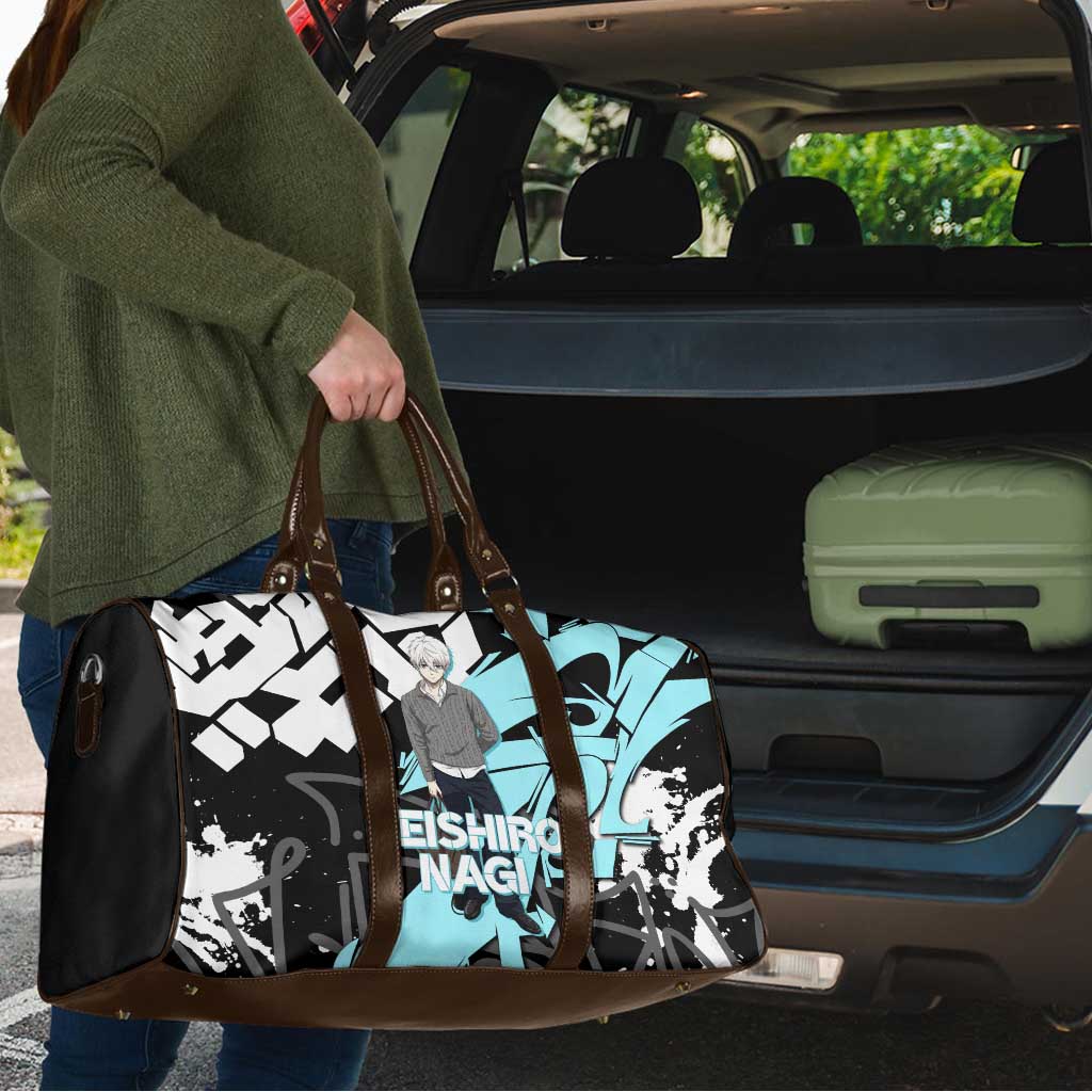 Seishiro Nagi Blue Lock Travel Bag Light Blue Graffiti Anime Style