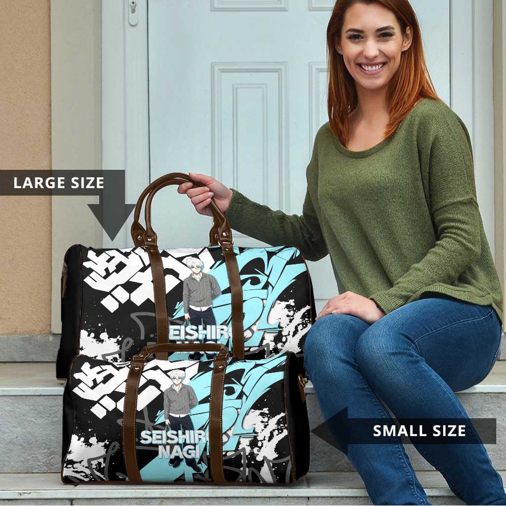 Seishiro Nagi Blue Lock Travel Bag Light Blue Graffiti Anime Style