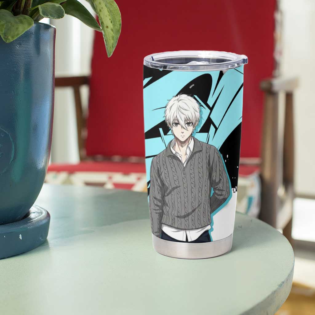 Seishiro Nagi Blue Lock Tumbler Cup Light Blue Graffiti Anime Style