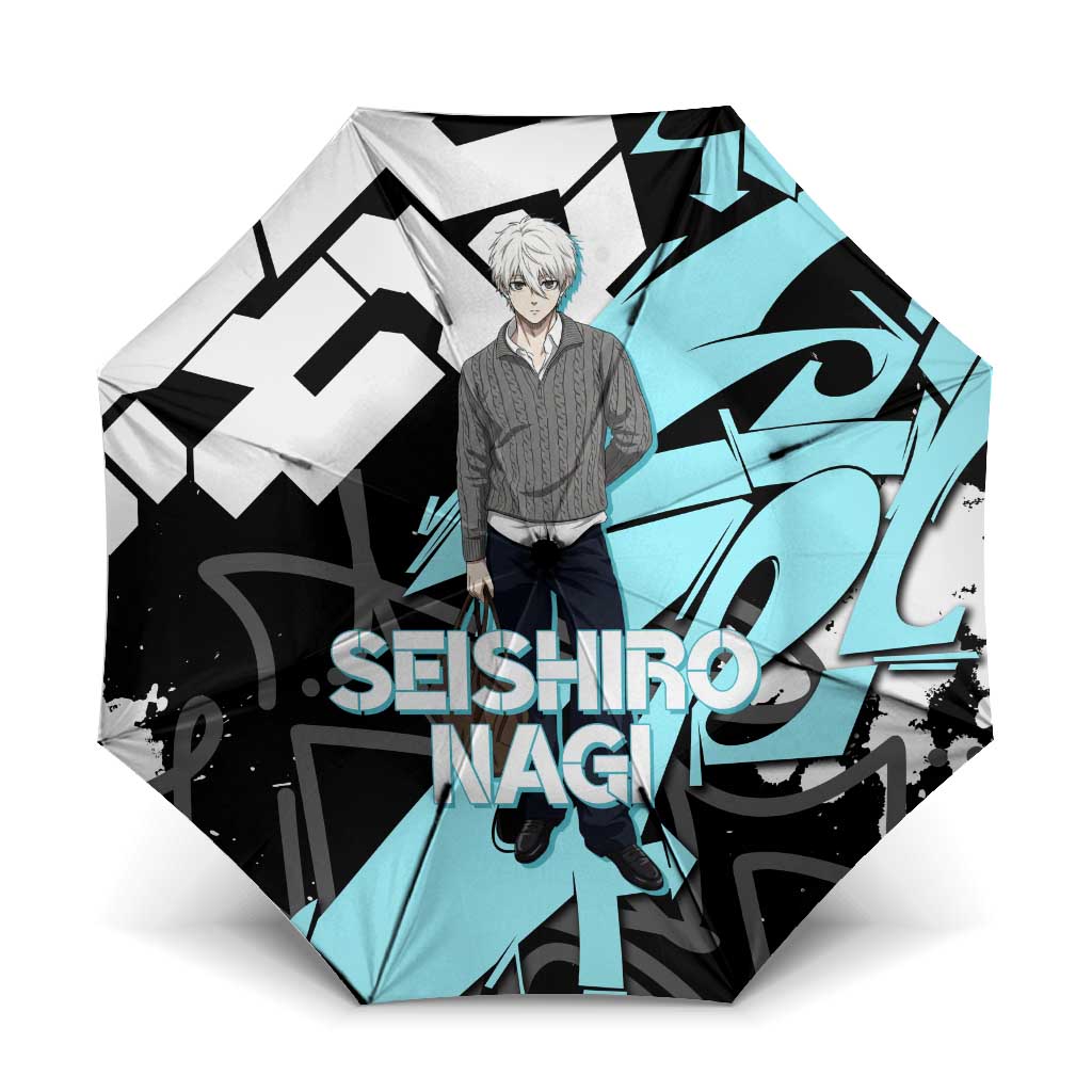 Seishiro Nagi Blue Lock Umbrella Light Blue Graffiti Anime Style