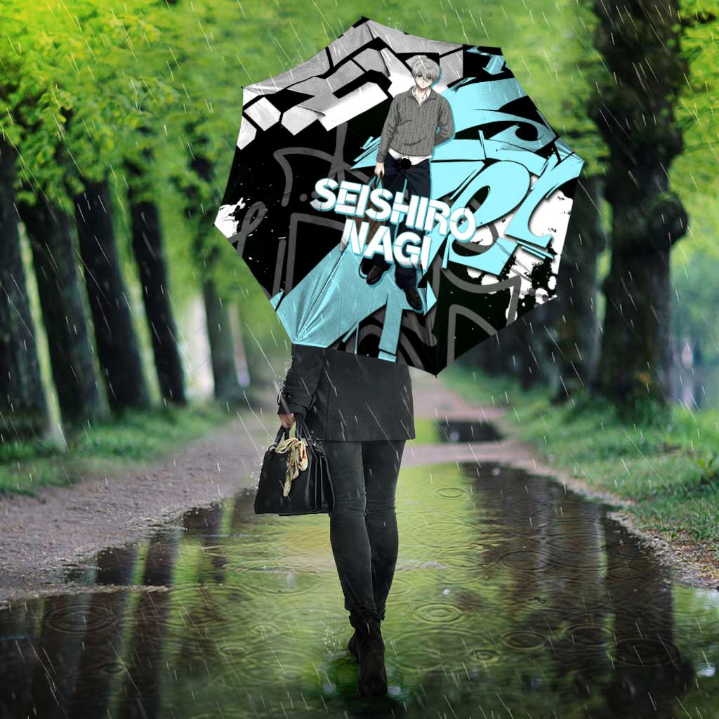 Seishiro Nagi Blue Lock Umbrella Light Blue Graffiti Anime Style