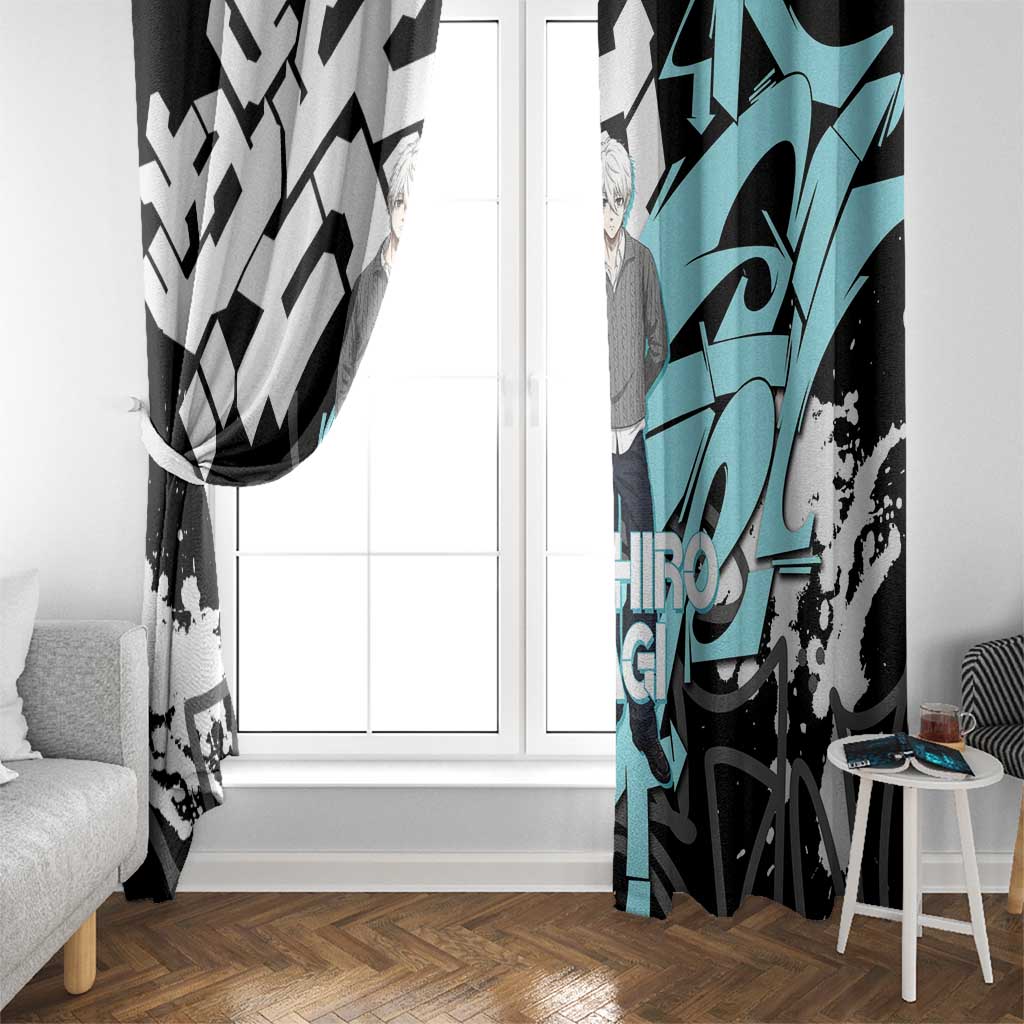 Seishiro Nagi Blue Lock Window Curtain Light Blue Graffiti Anime Style