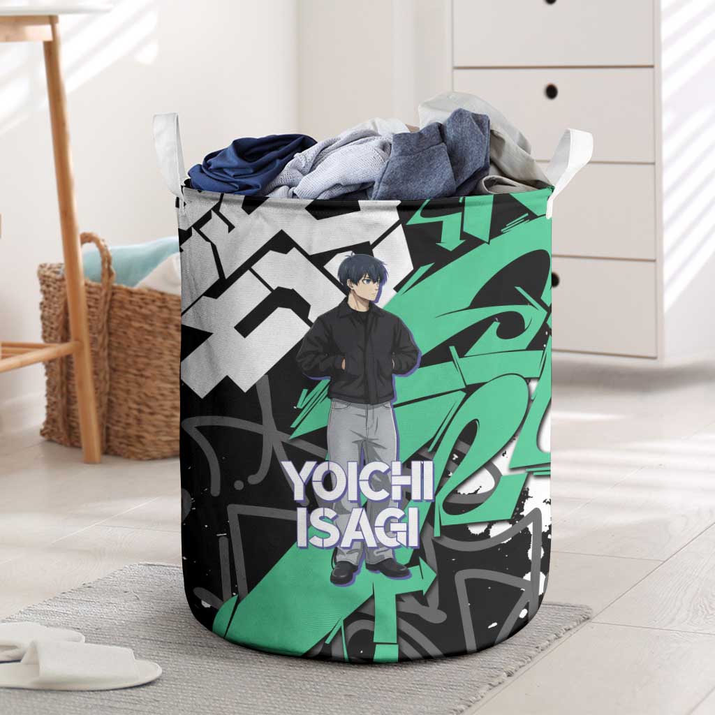 Yoichi Isagi Blue Lock Laundry Basket Green Graffiti Anime Aesthetic