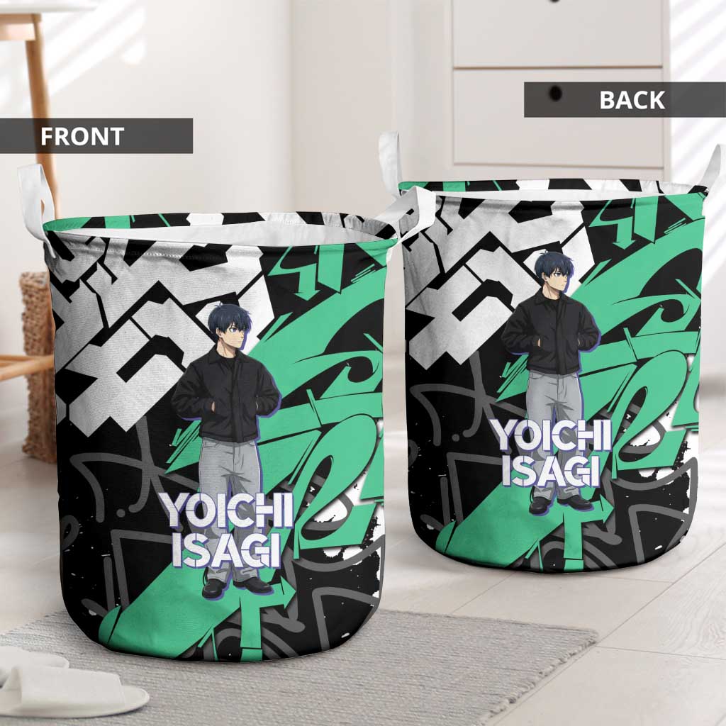 Yoichi Isagi Blue Lock Laundry Basket Green Graffiti Anime Aesthetic