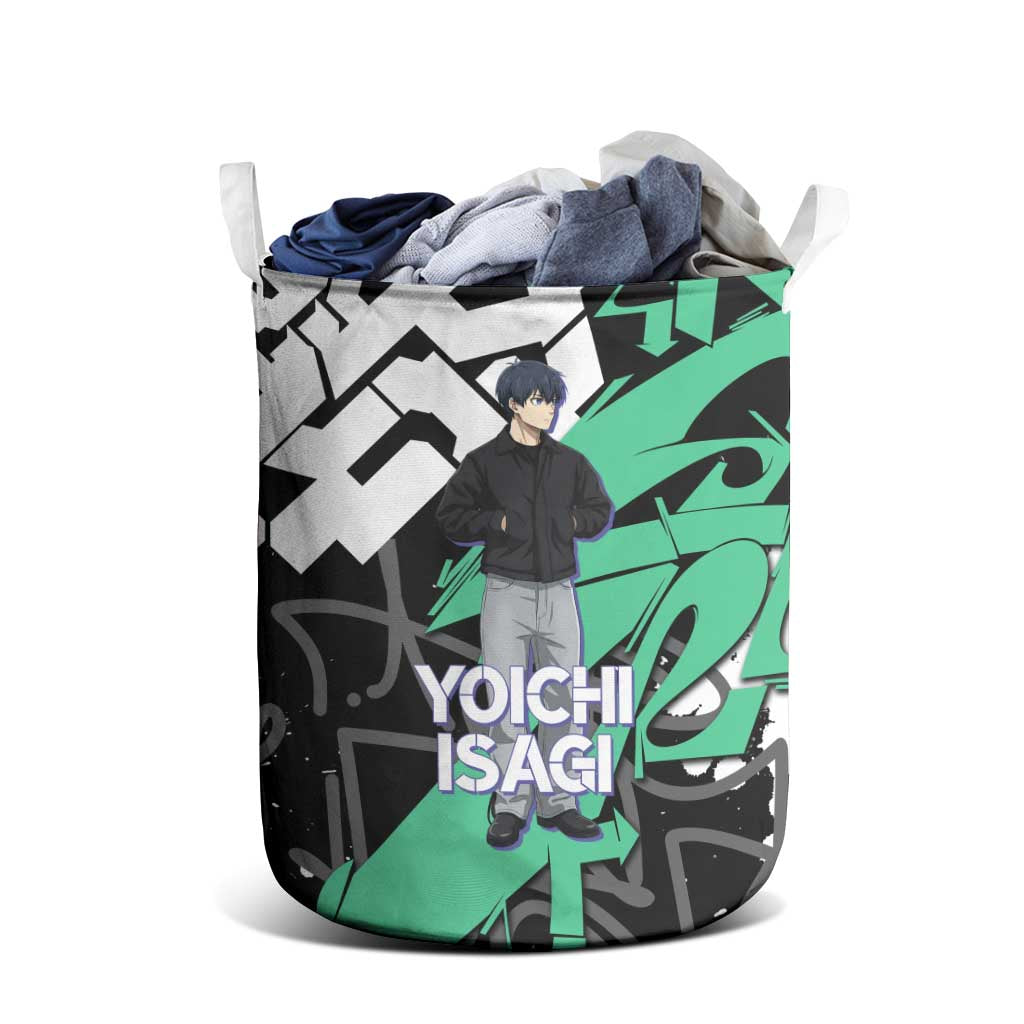 Yoichi Isagi Blue Lock Laundry Basket Green Graffiti Anime Aesthetic