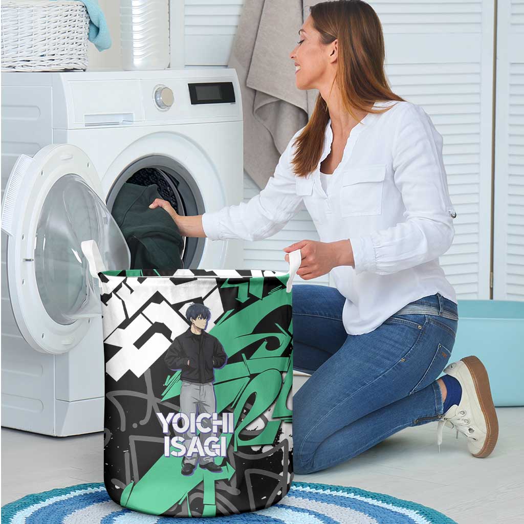 Yoichi Isagi Blue Lock Laundry Basket Green Graffiti Anime Aesthetic