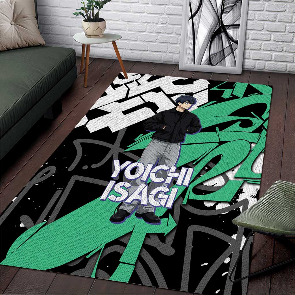 Yoichi Isagi Blue Lock Area Rug Green Graffiti Anime Aesthetic