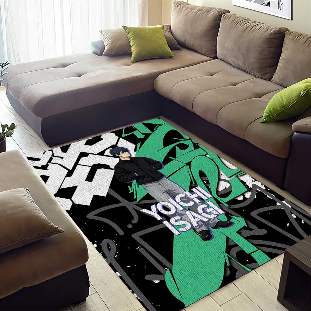 Yoichi Isagi Blue Lock Area Rug Green Graffiti Anime Aesthetic