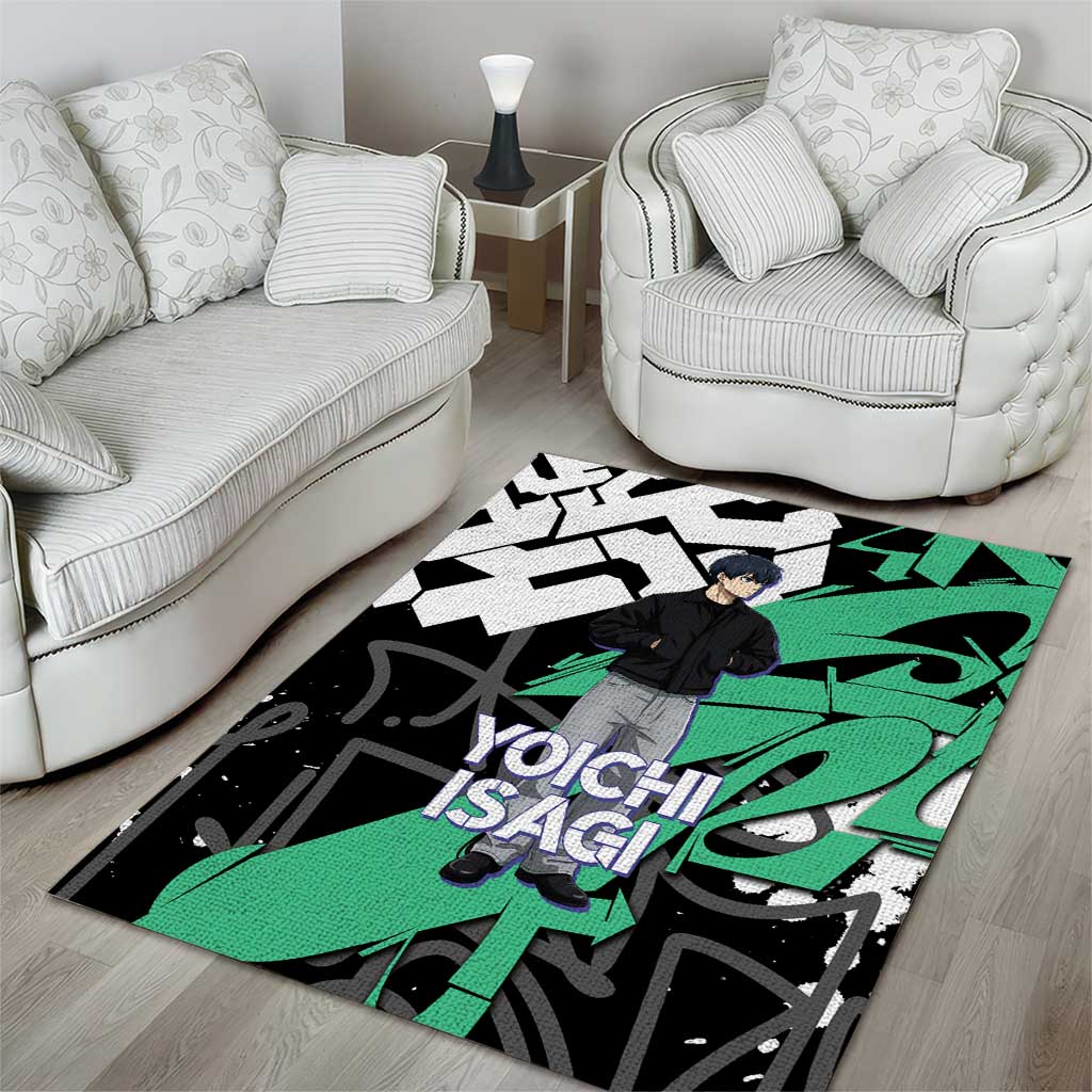 Yoichi Isagi Blue Lock Area Rug Green Graffiti Anime Aesthetic