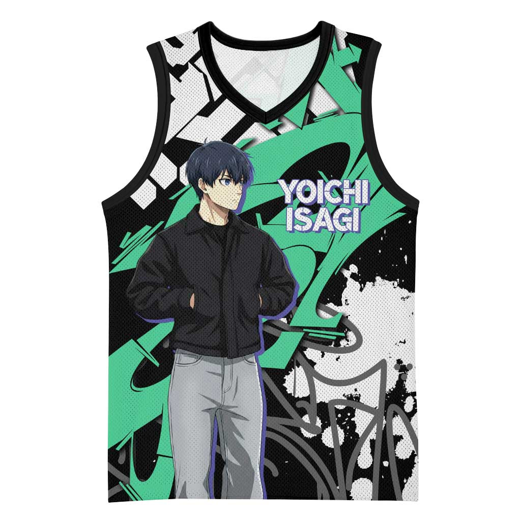 Yoichi Isagi Blue Lock Basketball Jersey Green Graffiti Anime Aesthetic