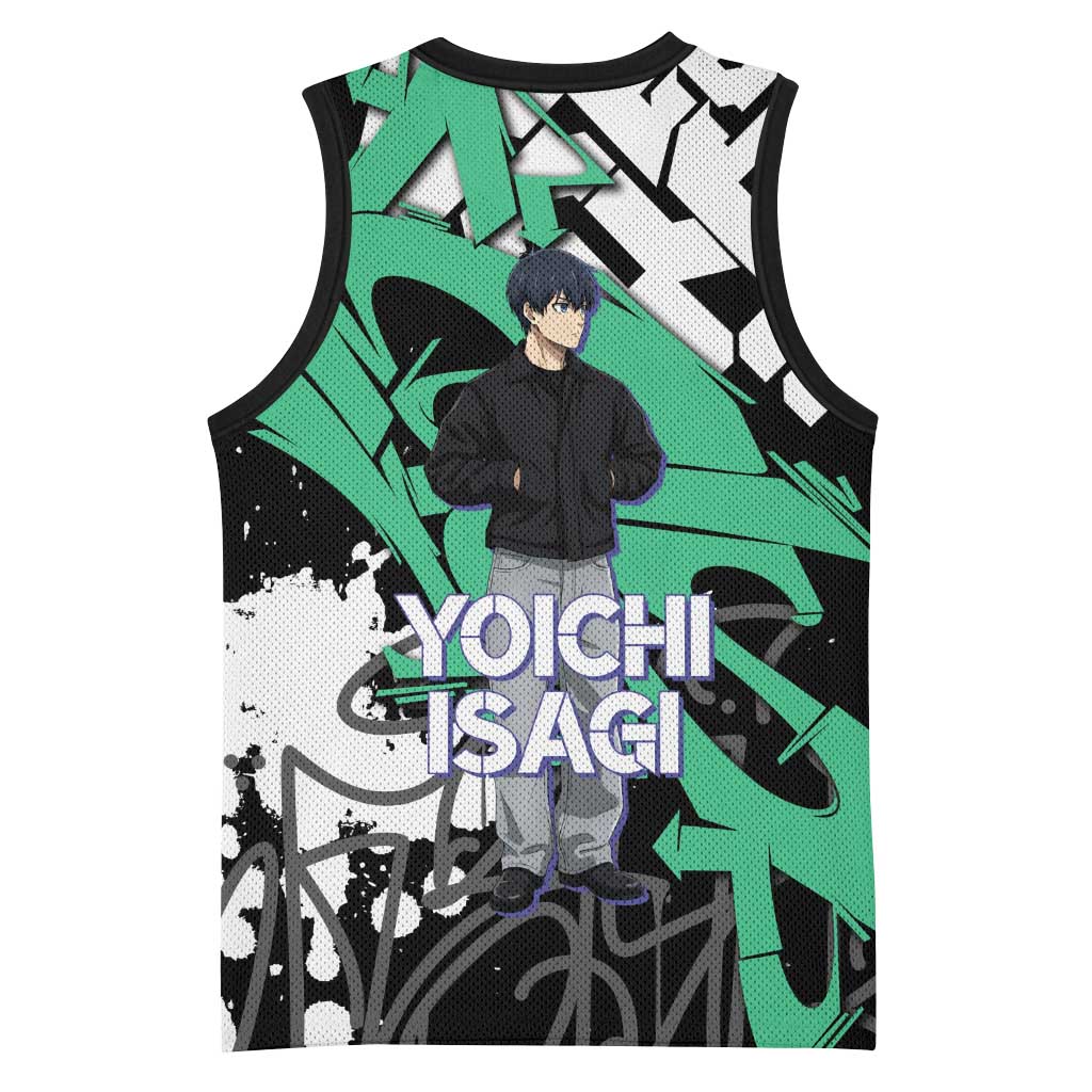 Yoichi Isagi Blue Lock Basketball Jersey Green Graffiti Anime Aesthetic