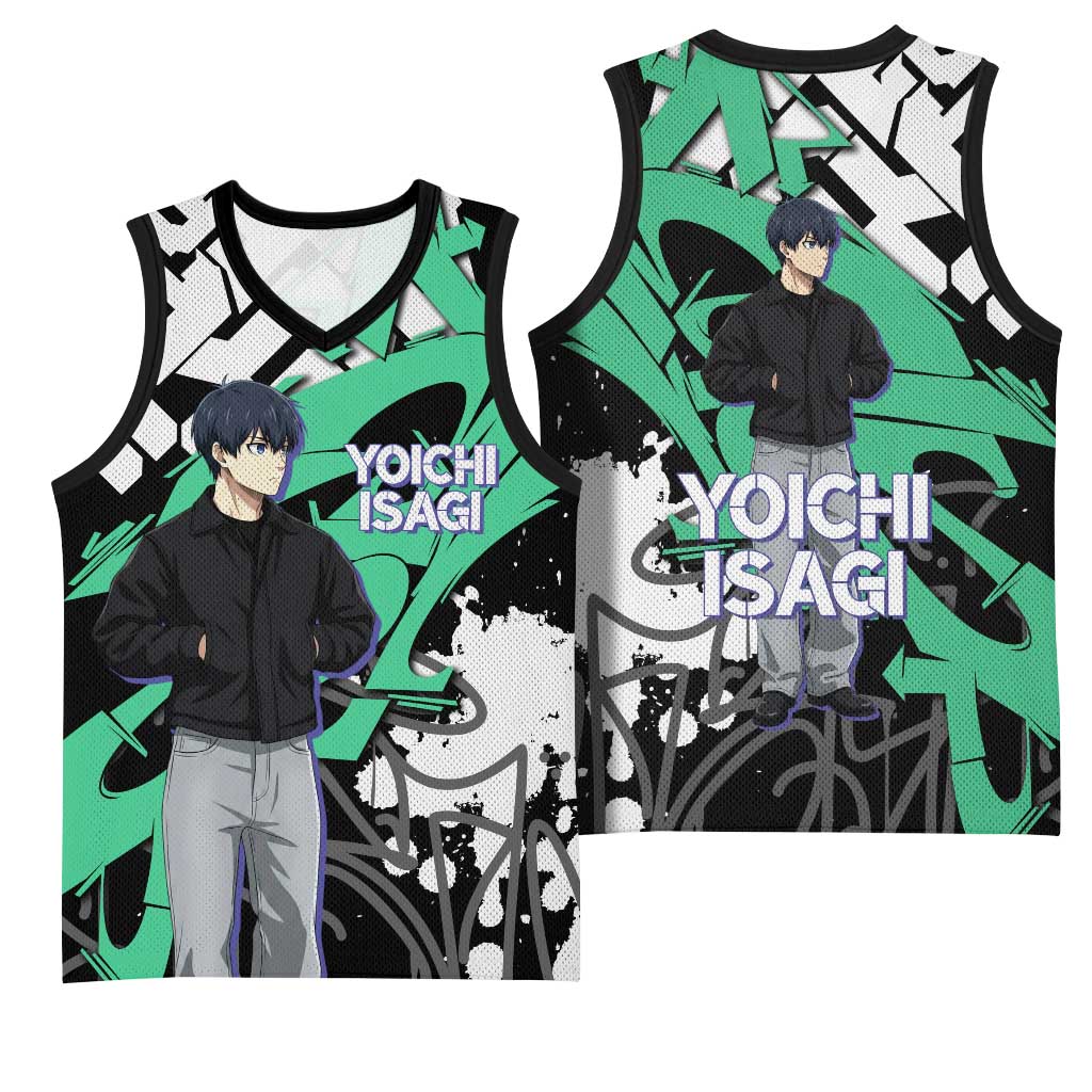 Yoichi Isagi Blue Lock Basketball Jersey Green Graffiti Anime Aesthetic
