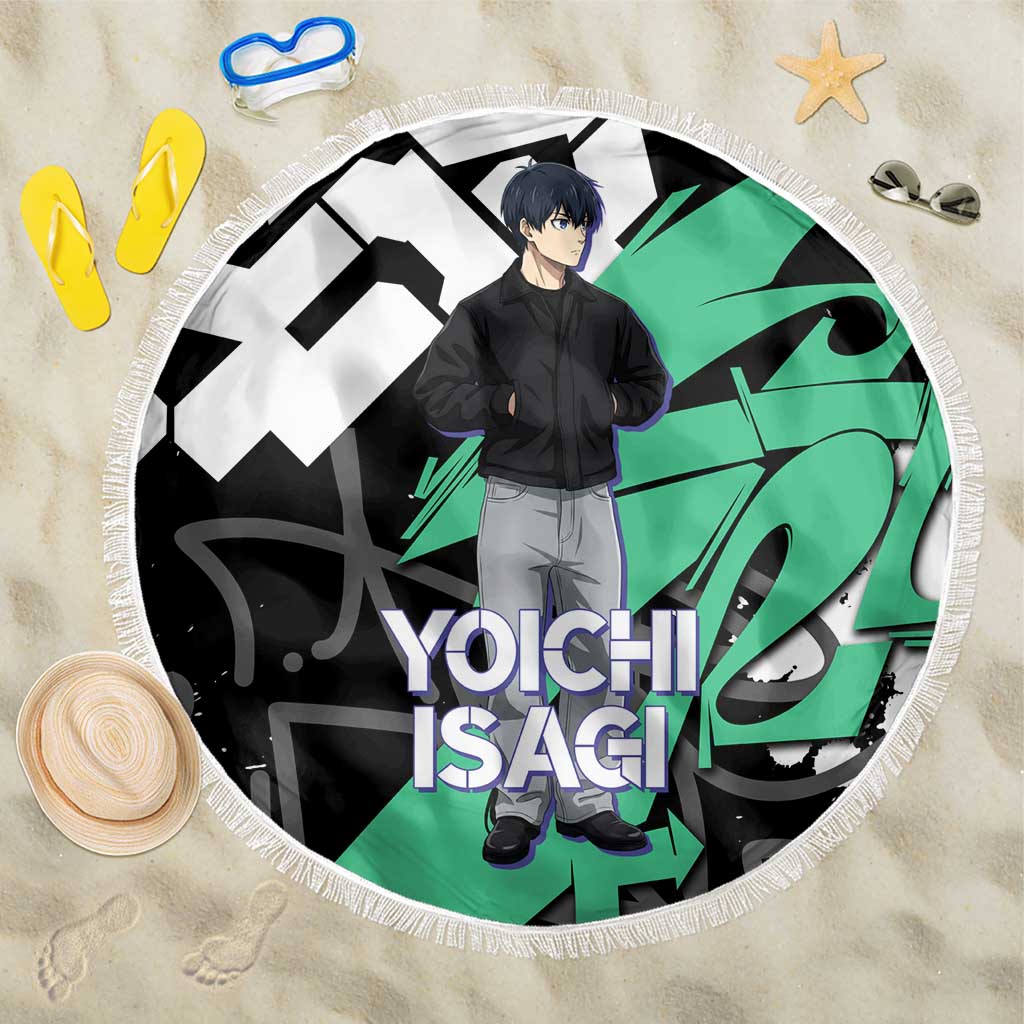Yoichi Isagi Blue Lock Beach Blanket Green Graffiti Anime Aesthetic