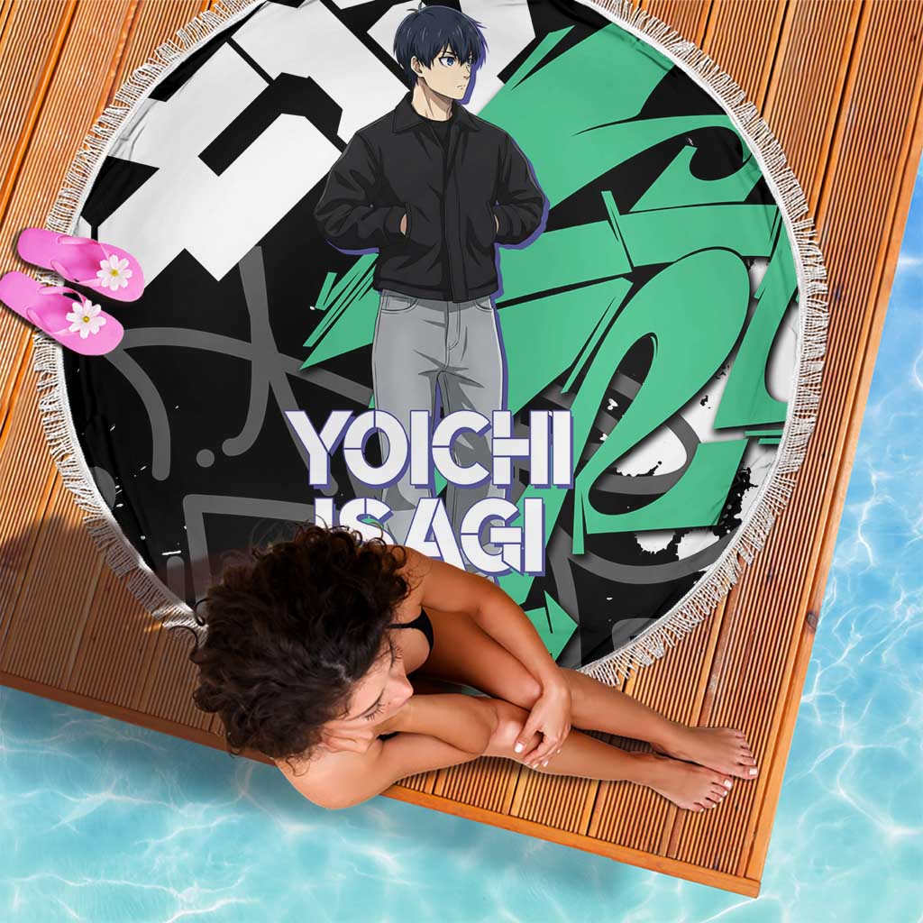 Yoichi Isagi Blue Lock Beach Blanket Green Graffiti Anime Aesthetic
