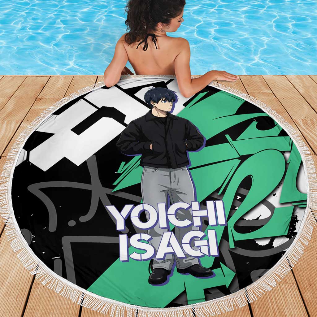 Yoichi Isagi Blue Lock Beach Blanket Green Graffiti Anime Aesthetic
