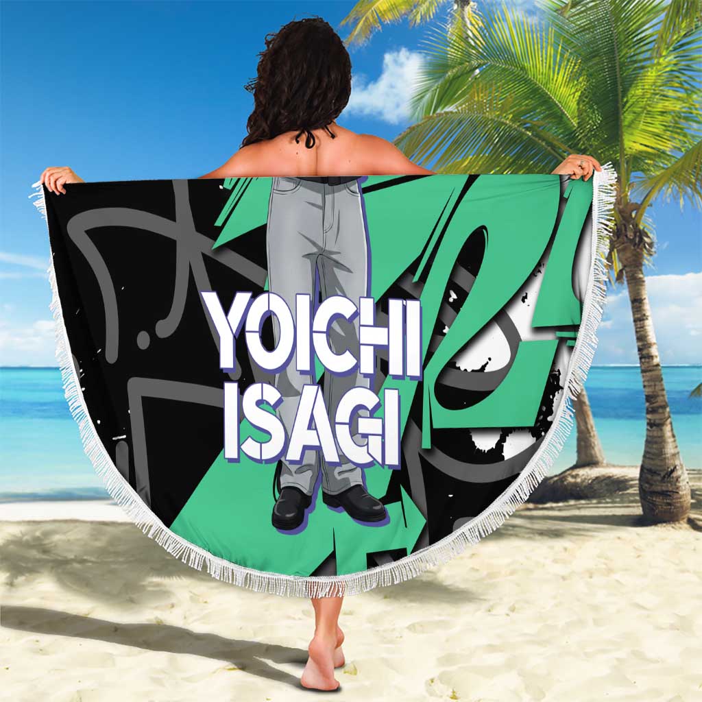 Yoichi Isagi Blue Lock Beach Blanket Green Graffiti Anime Aesthetic