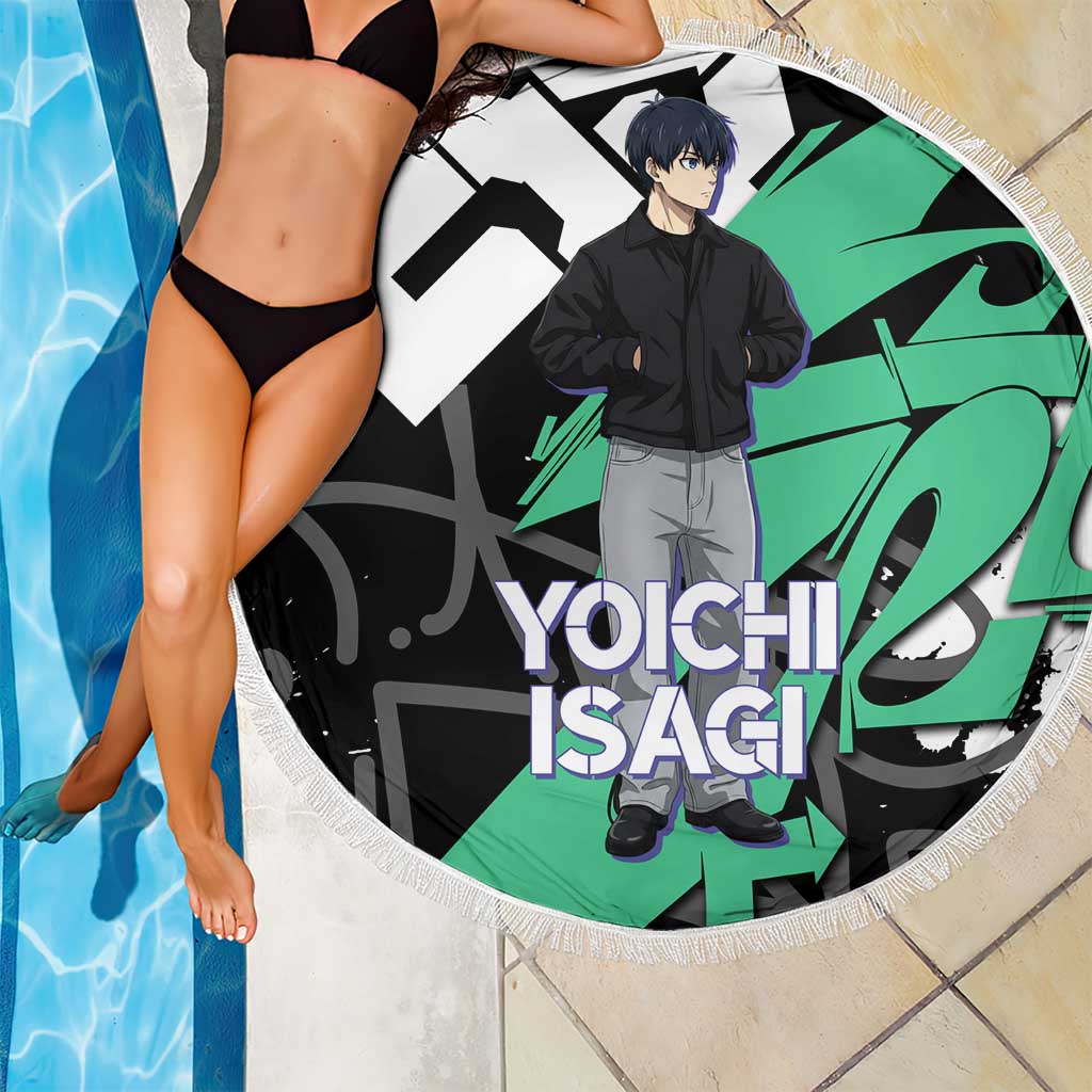 Yoichi Isagi Blue Lock Beach Blanket Green Graffiti Anime Aesthetic