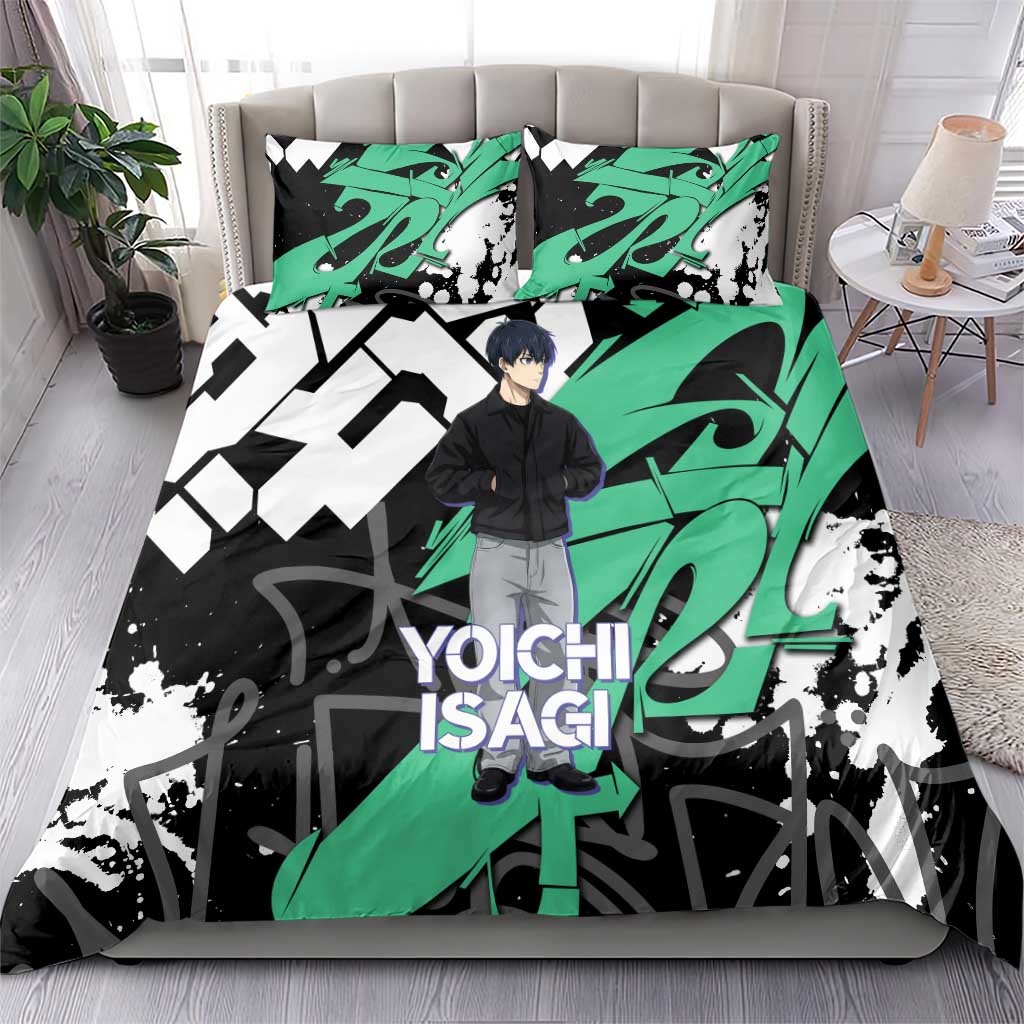Yoichi Isagi Blue Lock Bedding Set Green Graffiti Anime Aesthetic