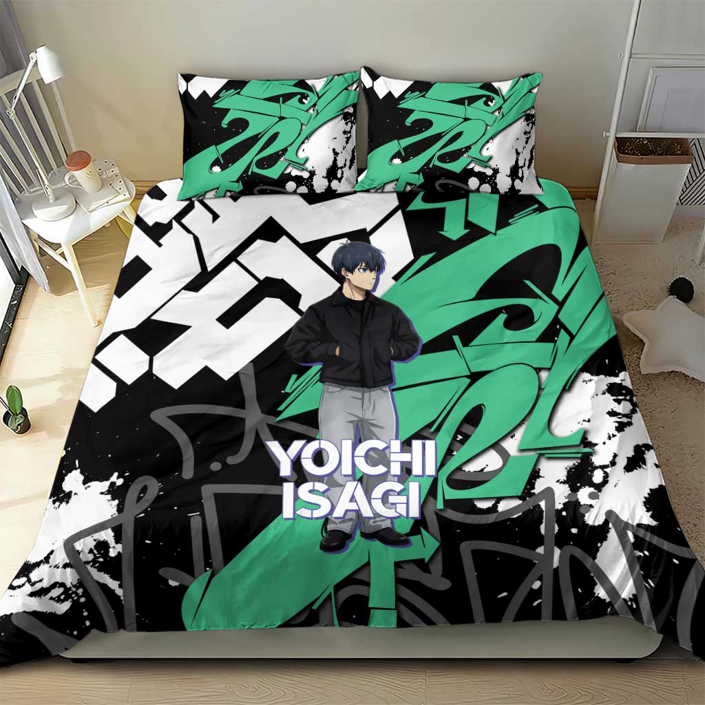 Yoichi Isagi Blue Lock Bedding Set Green Graffiti Anime Aesthetic
