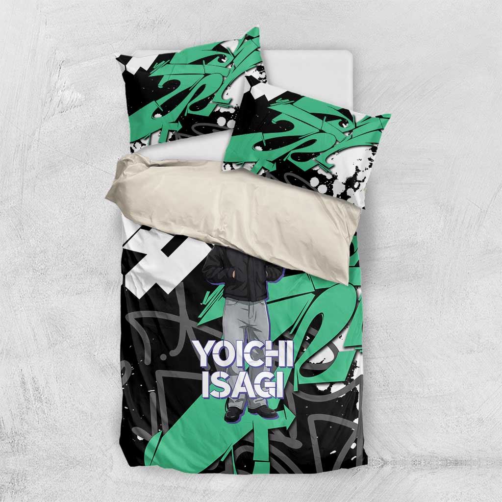 Yoichi Isagi Blue Lock Bedding Set Green Graffiti Anime Aesthetic