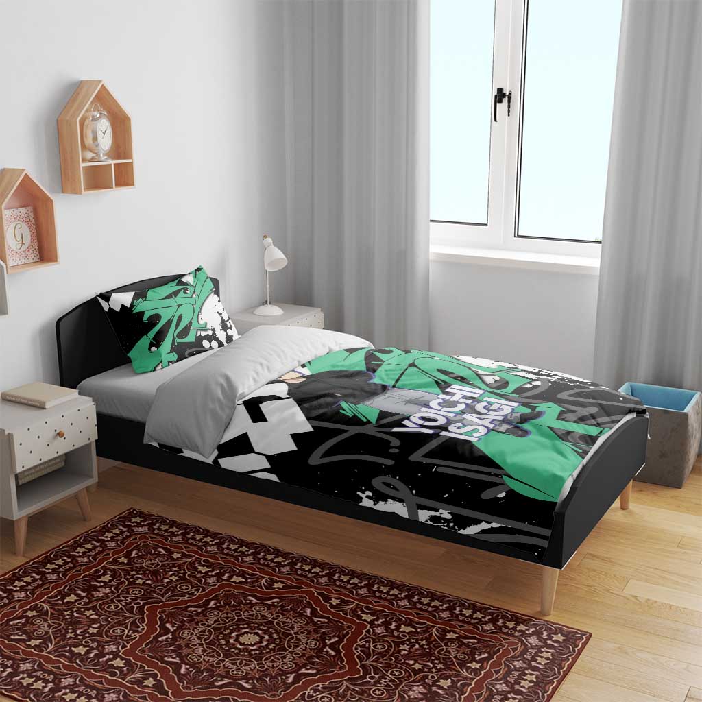 Yoichi Isagi Blue Lock Bedding Set Green Graffiti Anime Aesthetic