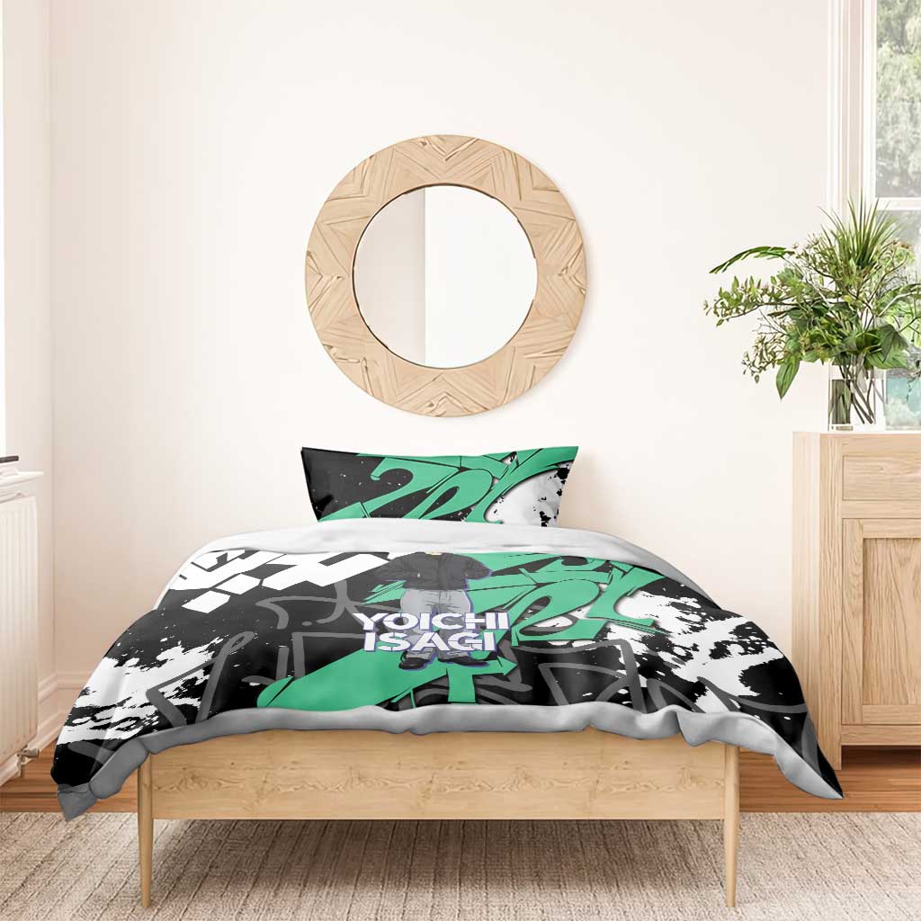 Yoichi Isagi Blue Lock Bedding Set Green Graffiti Anime Aesthetic