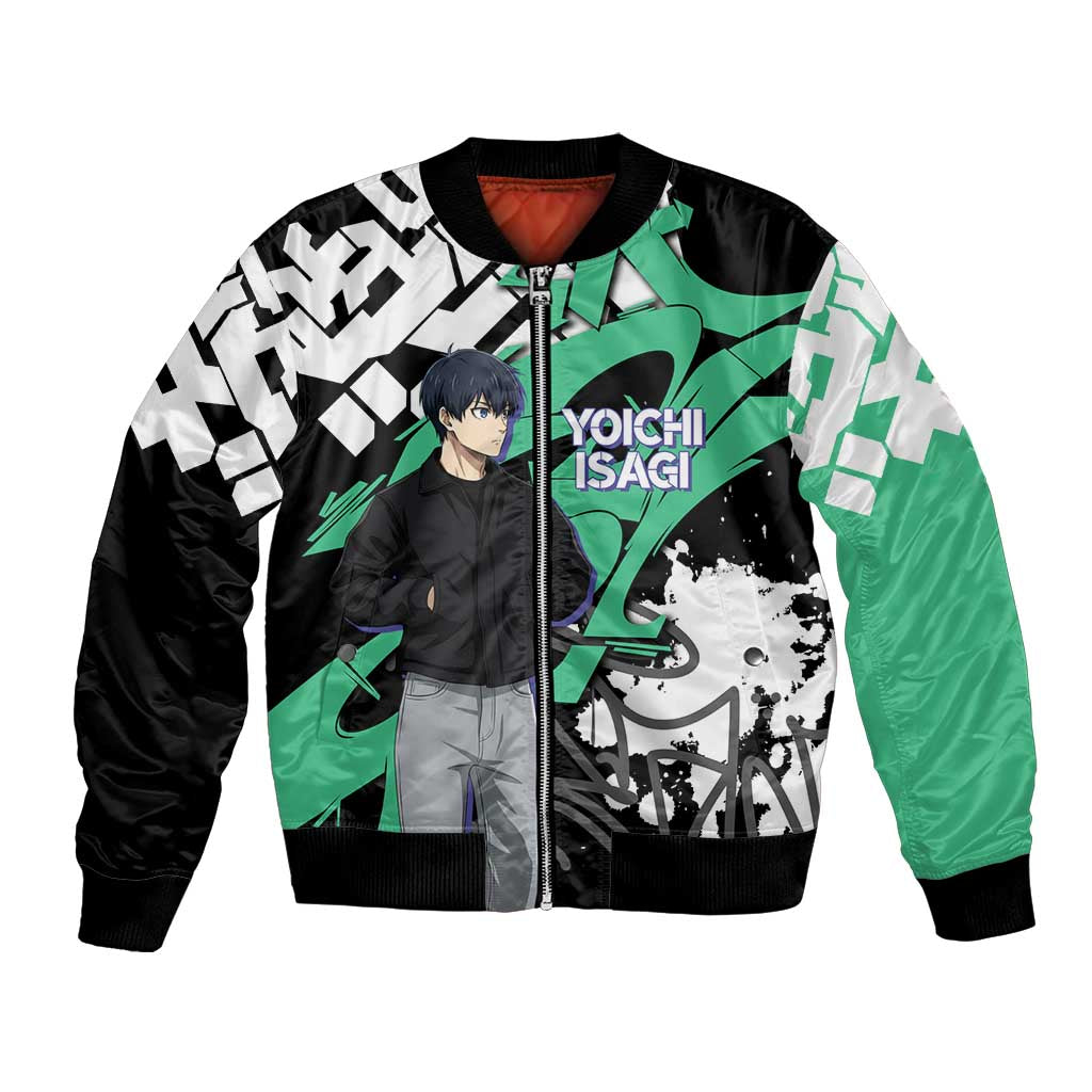 Yoichi Isagi Blue Lock Bomber Jacket Green Graffiti Anime Aesthetic