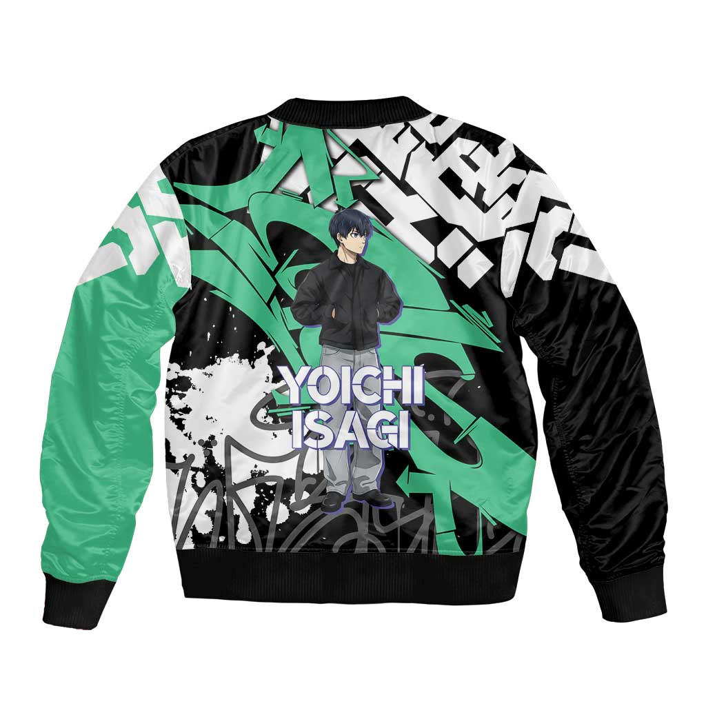 Yoichi Isagi Blue Lock Bomber Jacket Green Graffiti Anime Aesthetic