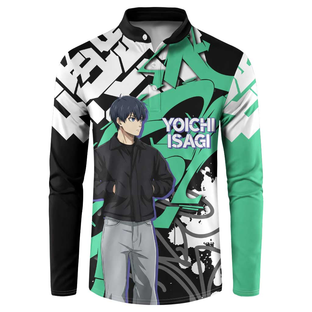 Yoichi Isagi Blue Lock Button Sweatshirt Green Graffiti Anime Aesthetic