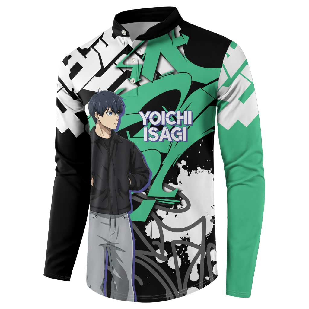Yoichi Isagi Blue Lock Button Sweatshirt Green Graffiti Anime Aesthetic