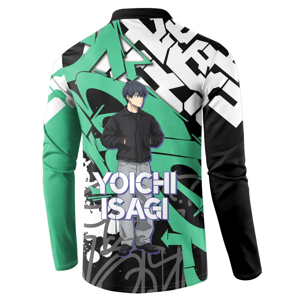Yoichi Isagi Blue Lock Button Sweatshirt Green Graffiti Anime Aesthetic