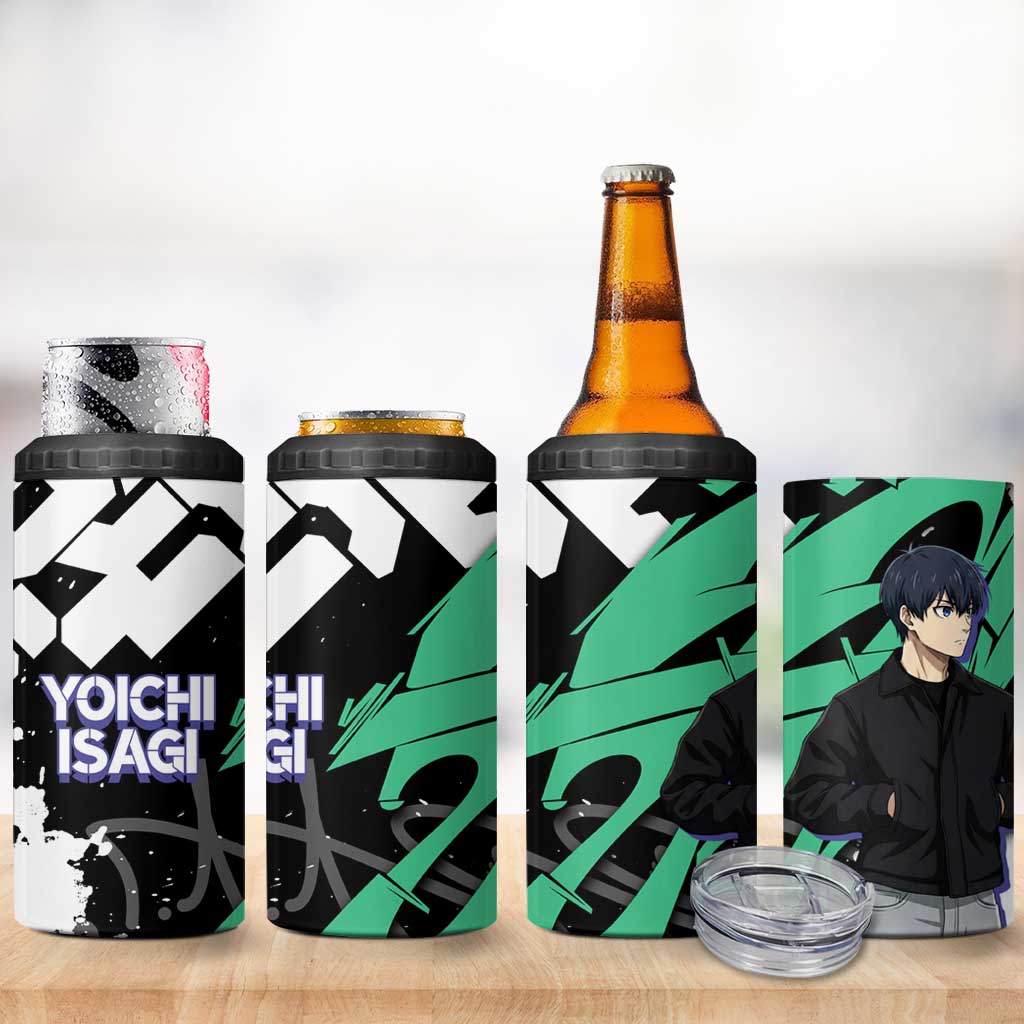 Yoichi Isagi Blue Lock 4 in 1 Can Cooler Tumbler Green Graffiti Anime Aesthetic