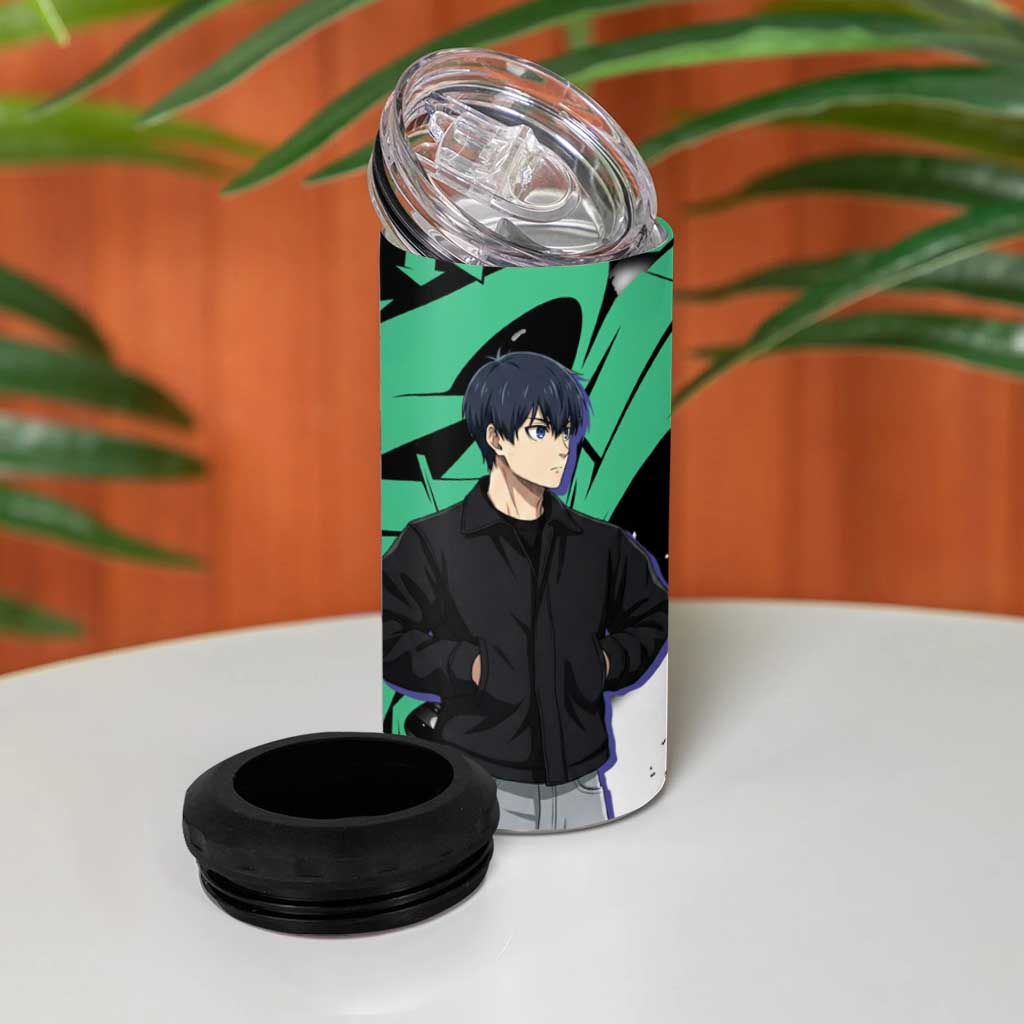 Yoichi Isagi Blue Lock 4 in 1 Can Cooler Tumbler Green Graffiti Anime Aesthetic