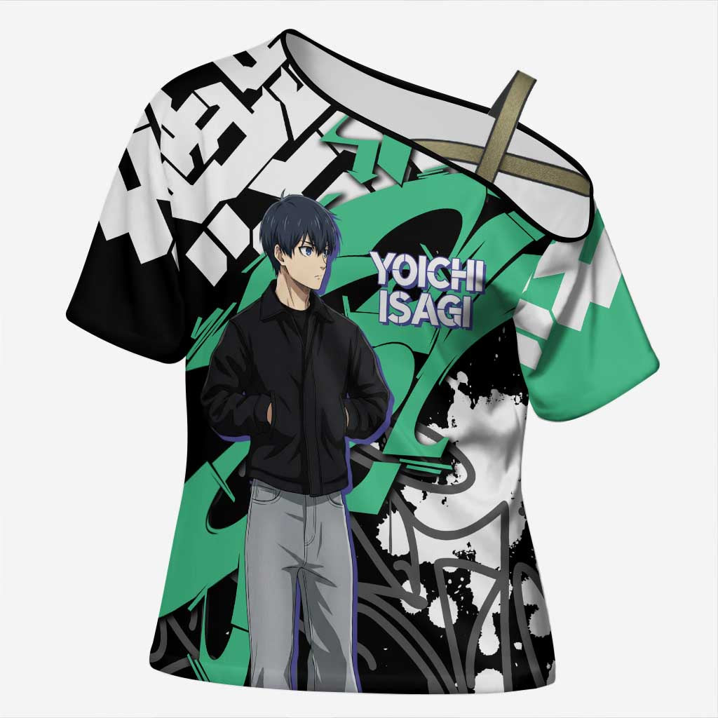 Yoichi Isagi Blue Lock Cross Shoulder Shirt Green Graffiti Anime Aesthetic