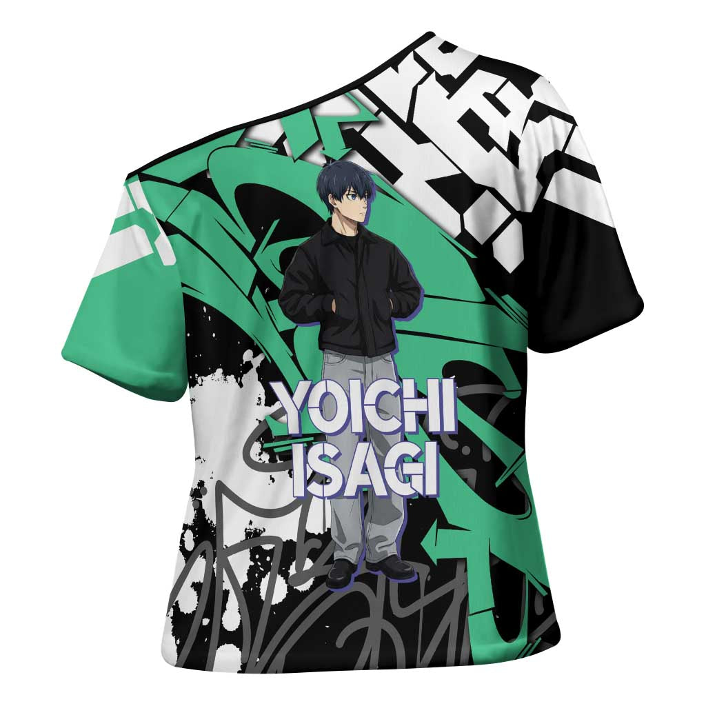 Yoichi Isagi Blue Lock Cross Shoulder Shirt Green Graffiti Anime Aesthetic