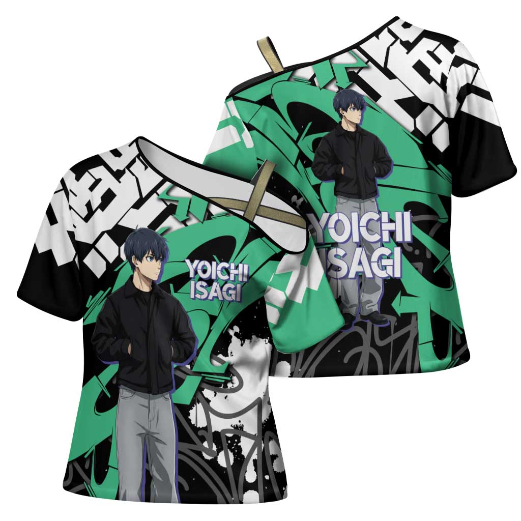 Yoichi Isagi Blue Lock Cross Shoulder Shirt Green Graffiti Anime Aesthetic