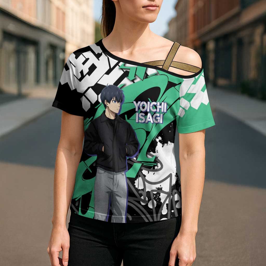 Yoichi Isagi Blue Lock Cross Shoulder Shirt Green Graffiti Anime Aesthetic